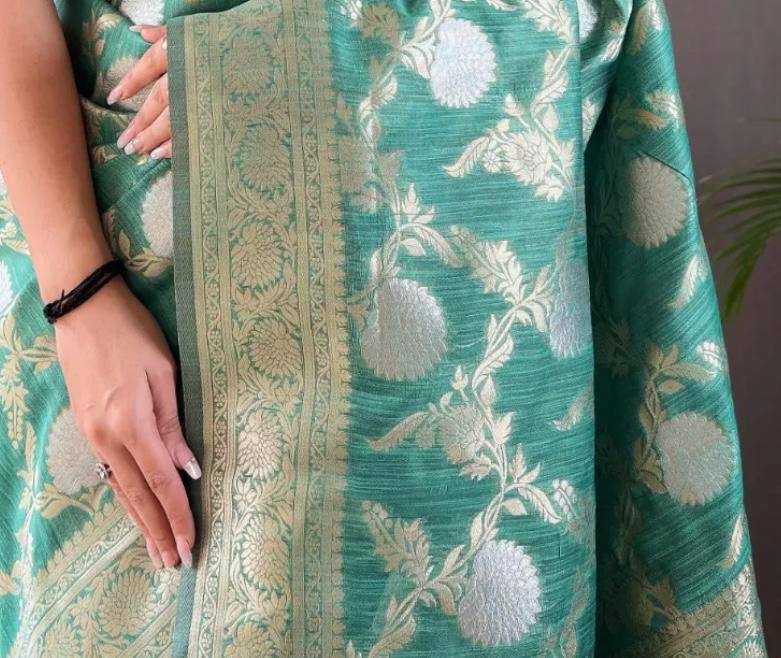 Pista Traditional Silk Saree With Zari Border