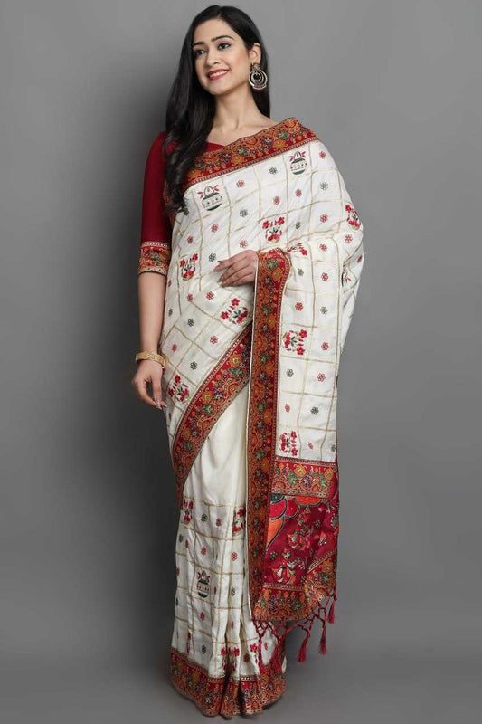 Soft Silk Saree with Heavy Embroidery