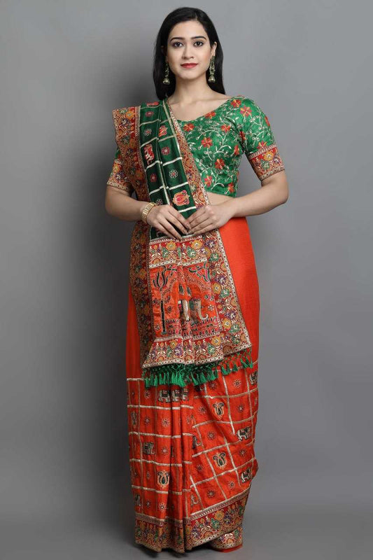 Elegant Soft Silk Saree With Heavy Embroidery on Pallu