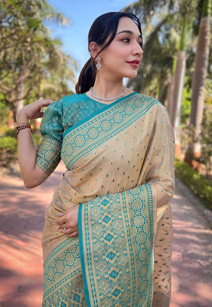 Tissue Saree with Intricate Zari Woven Motifs