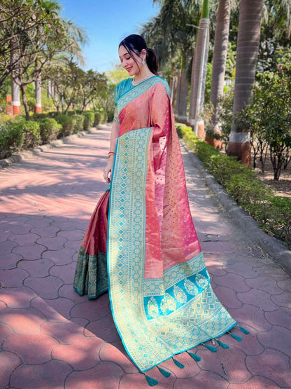 Tissue Saree with Intricate Zari Woven Motifs