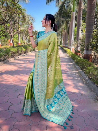 Tissue Saree with Intricate Zari Woven Motifs