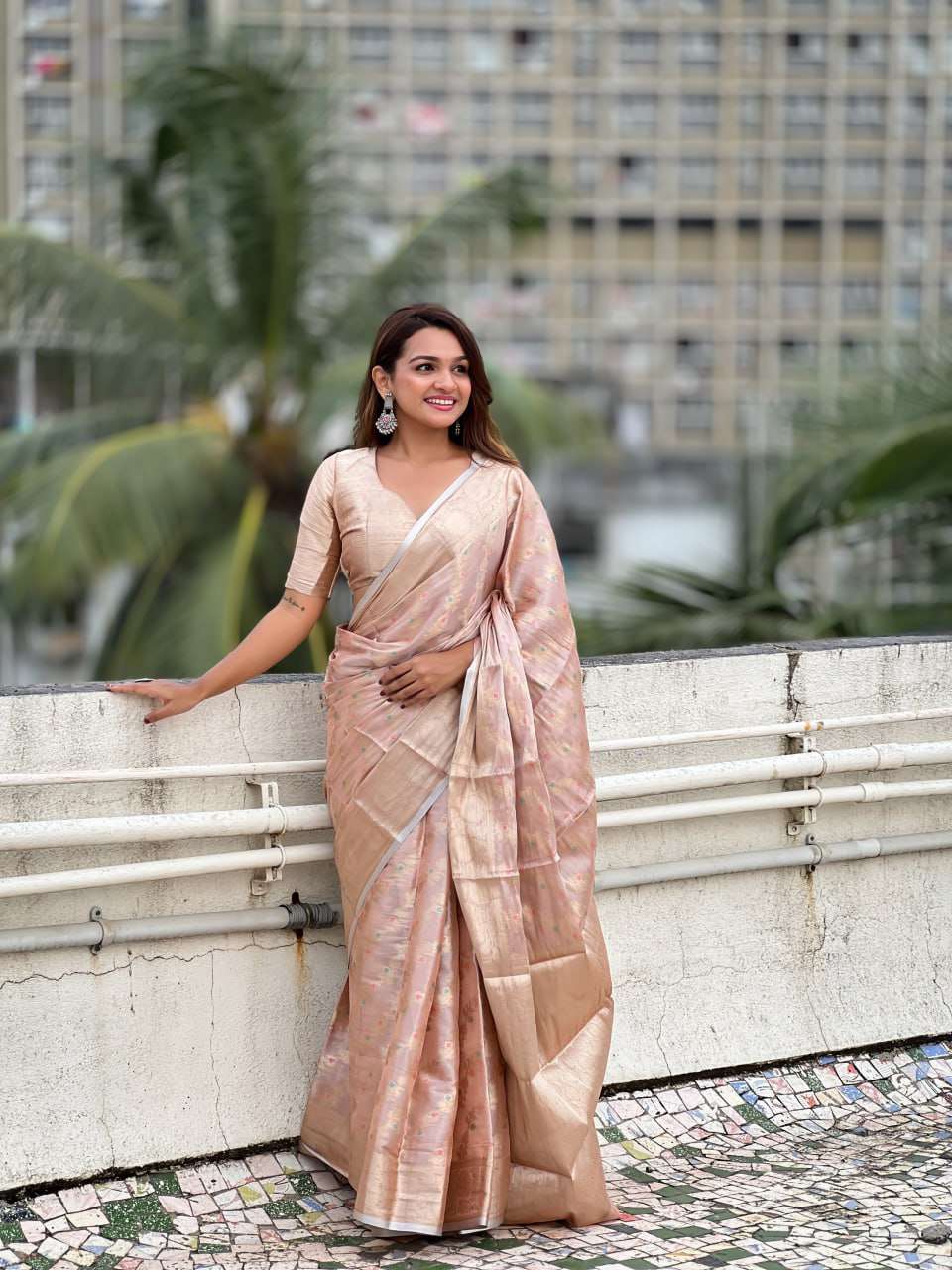 Kanjivaram Soft Tissue Pattu Traditional Saree with Leheriya Zari Meenakari weaves