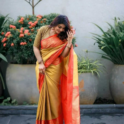 Banarasi Woven Golden Tissue Silk Saree