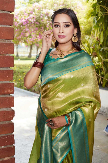 Soft Flowy Tissue Silk Saree With Weaving Butties