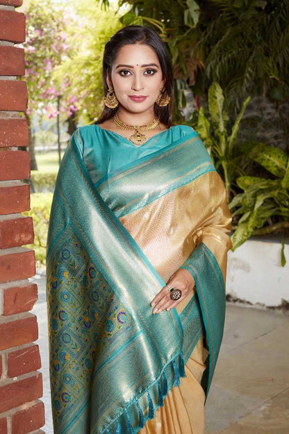 Soft Flowy Tissue Silk Saree With Weaving Butties